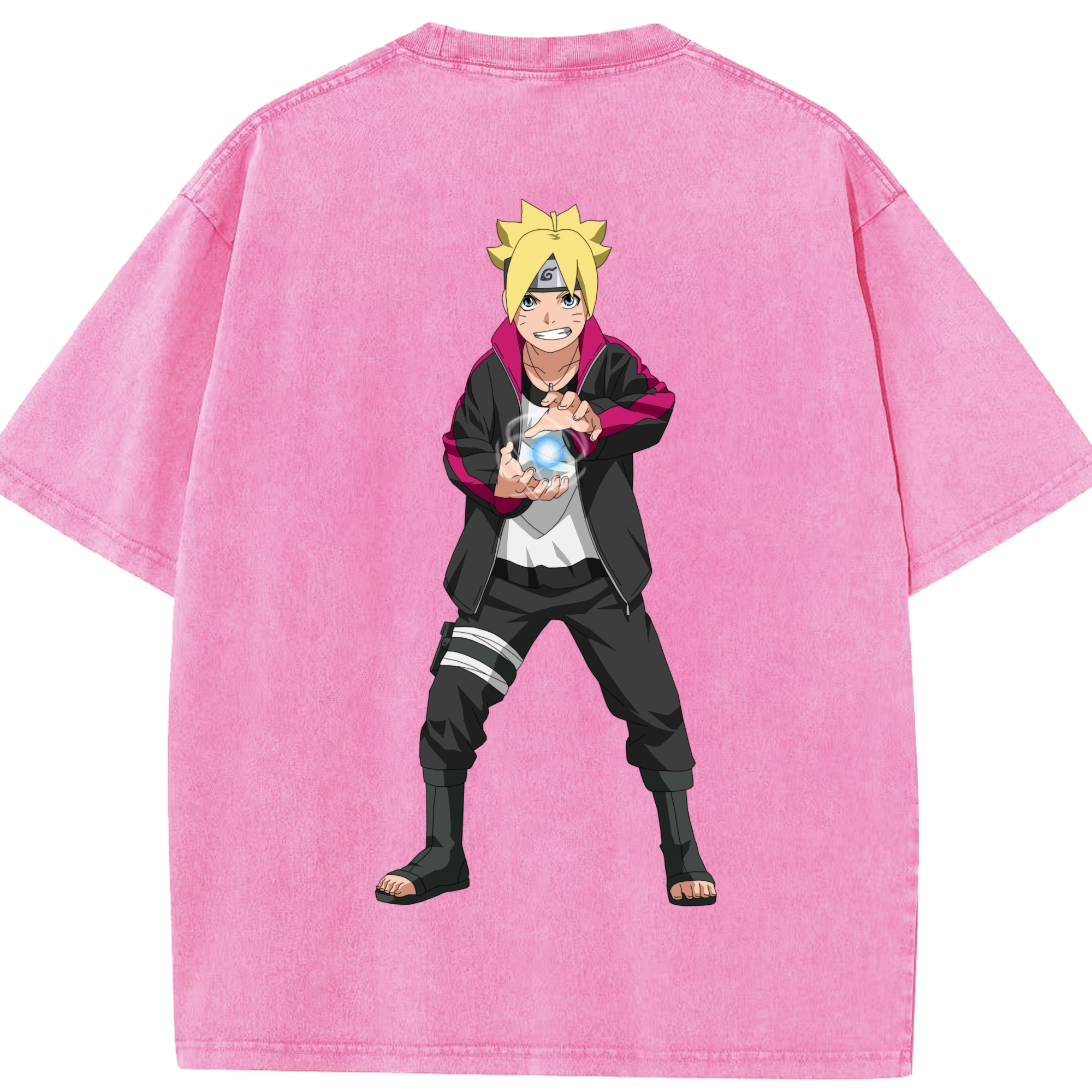 （画像用） NARUTO -ナルト- うずまき ボルト Uzumaki Boruto 綿100% ヴィンテージ風 半袖Tシャツ（背面プリント）